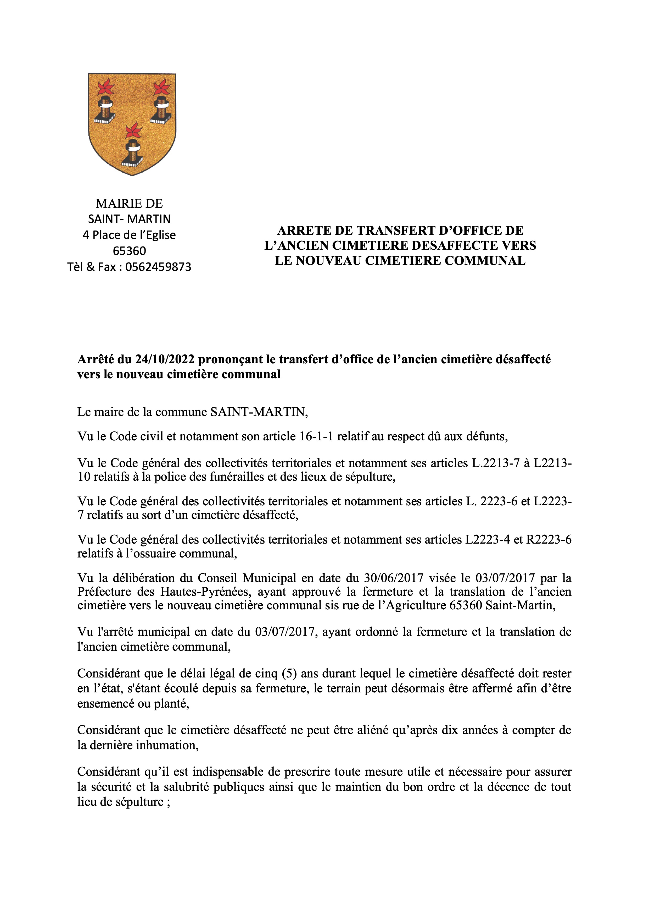 arrete transfert ancien cimetiere p1